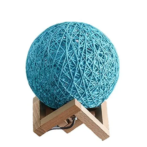 Produktbild: UPKOCH blaue Tischlampen Mond aufleuchten Nacht Lichter Lampenfuß aus Holz Lampe für Schreibtisch Schreibtischlampen Hanfkugel Mondlampe Kugellampe Nachtlicht 3d Bambus
