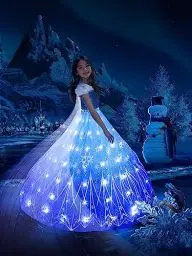 Produktbild: UPORPOR LED Kostüme Mädchen Kinder Kleid Karneval Schnee Prinzessin Halloween Eis Verkleidung Fee Märchen Verkleiden Party Geburtstag Blau Lila Ballkleid Hochzeit, 130