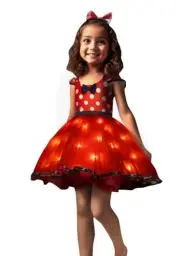 Produktbild: UPORPOR LED Leuchtendes Mini Maus Kostüm für Mädchen Kinder, Karneval Prinzessin Kleid Mädchen, Halloween Verkleidung Rotes Mouse Cosplay Party Geburtstag