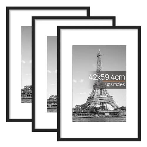 Produktbild: upsimples 3 Pack Bilderrahmen A2, Rahmen A2 Schwarz, Picture Frame 42 x 59,4 cm