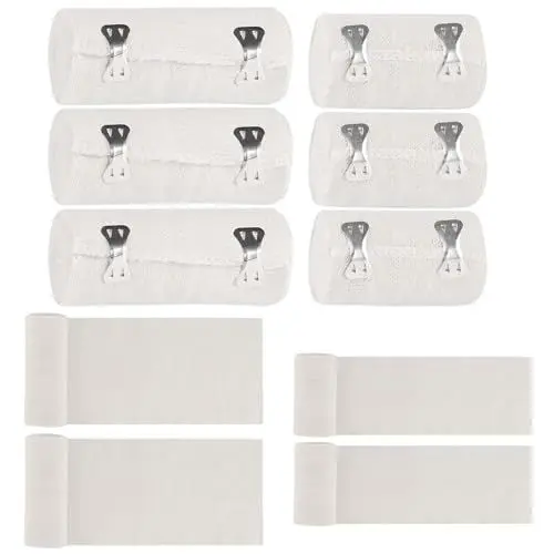 Produktbild: UptVin 6 Stück Elastische Bandage, Elastische Binde Mullbinden Kompressions Verbände mit Metallclips für Handgelenke Knöchel Knie (2 Größen)