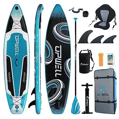 Produktbild: UPWELL 335x81x15cm Aufblasbares Paddle Board Sup - Stand Up Paddling Board mit Kajaksitz Surfbrett Erwachsene Paddleboard, Cyclone