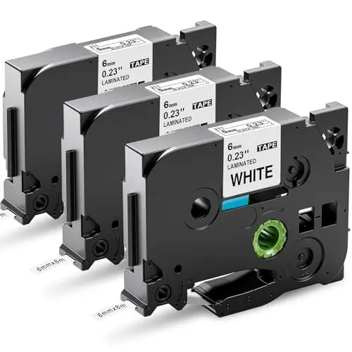 Produktbild: Upwinning TZe-211 6mm 0.23 kompatibel mit Brother P touch Bänder 6mm, Kompatibel TZ Tape 6 mm TZe 211 Tz 211 Schriftbänder Schwarz auf Weiß Laminiert für Brother P-touch H100r H105 900 1000 1280, 3x