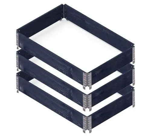 Produktbild: Upyard GardenBox 3er-Set - modernes Hochbeet aus Palettenrahmen - modulares Paletten-Hochbeete aus Holz für Garten und Terrasse - PEFC-Zertifiziert, 120x80x58,5, Schwarz