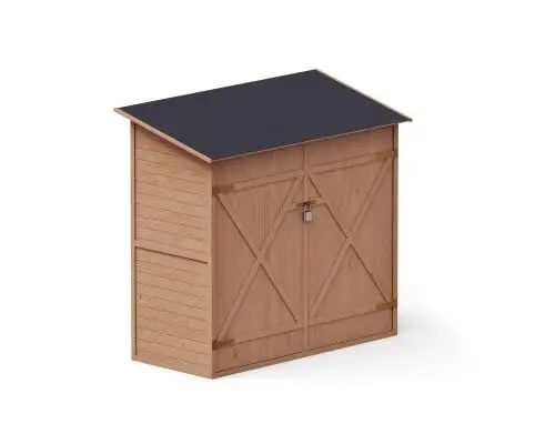 Produktbild: Upyard Geräteschuppen mit Regalsystem - Modernes Garten Gerätehaus aus Holz - Gartenhaus mit Satteldach, 150x70 cm, Imprägniert