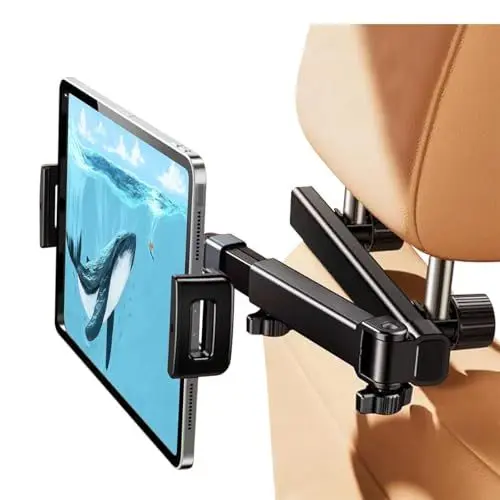 Produktbild: Uqingo Tablet Halterung Auto, iPad Halterung Auto, Ausziehbar KFZ Tablet Halter Kopfstütze mit Doppeltem Gestänge Klapparm Tablet für iPad, für Switch, Samsung Tab, Smartphone & 4,7-13 Zoll Geräte