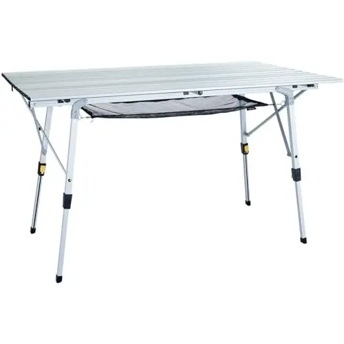 Produktbild: Uquip Campingtisch Variety L Silver I 70 x 51 x 120 cm I kompakter Falttisch mit 30 kg Traglast I Stabiler Klapptisch aus Aluminium I tragbarer Outdoor-Tisch für Camping, Picknick, Festivals & Garten