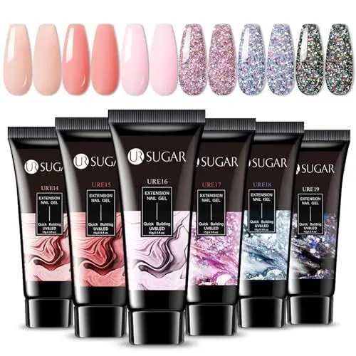 Produktbild: UR SUGAR Polygel Set Farben, 6 Farben Poly Extension Gel Nägel Set Poly Nagel Gels Tuben Nagelverlängerung Builder Gel für Nägel Nagelset Fräser Extension Building Nagel 15ml