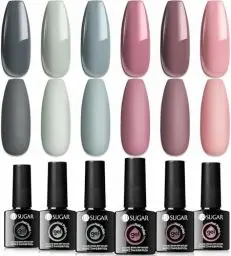 Produktbild: UR SUGAR UV Nagellack/Schellack Set 6 Gelnägel Farben Nude Grau Farbgel für Rosa Gellack Nageldesign-Sets Braut Hochzeit Thema/Valentinstag Gel für Maniküre Nageldesign