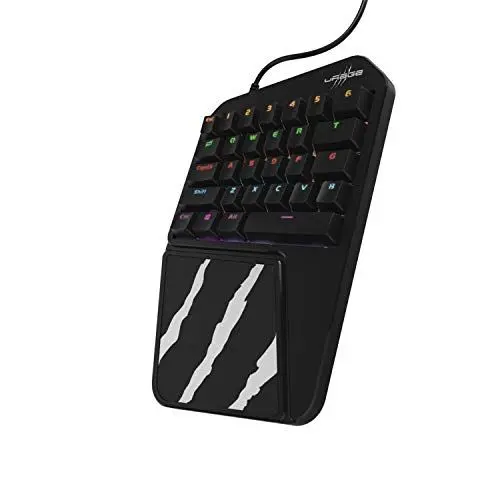 Produktbild: uRage Gaming-Keyboard “3rgo 1H”, schwarz, mechanische One-Hand-Gaming-Tastatur mit Handballenauflage, Anti-Ghosting, RGB-Beleuchtung, kabelgebunden, 10 Mio. Anschläge, 25 x 19 x 4 cm