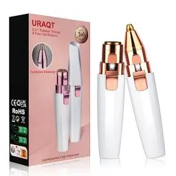 Produktbild: URAQT Gesichtshaarentferner für frauen, 2 in 1 USB Elektrischer Augenbrauen Rasier, Schmerzfreie Augenbrauen Trimmer Frauen Für Körper Gesichtshaare Lippen Kinn, eingebautem LED-Licht