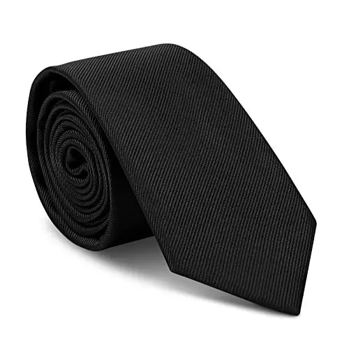 Produktbild: URAQT Herren Krawatten, Klassische Schmale Krawatte 6 cm für Herren, Elegant Hochzeit Krawatte für Büro oder Festliche Veranstaltunge(Schwarz)