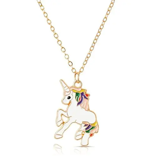 Produktbild: URAQT Mädchen Halskette Einhorn, Kinder Halskette Einhorn für Mädchen Einhorn Geschenk für Teen Kinder Weihnachten das Erntedankfest Halloween