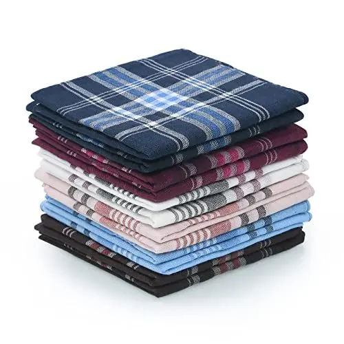 Produktbild: URAQT Stoff Taschentücher Herren, 12 Stück Baumwolle Herrentaschentücher Stofftaschentuch, Traditionelle Männertaschentücher Handkerchief, 36cm x 36cm