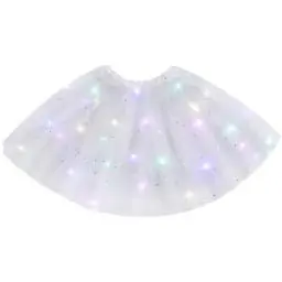 Produktbild: URAQT Tüllrock Damen LED Tütü Erwachsene, Tutu Rock LED, Minirock Mit LED Lichter für Fasching Karneval Motto Party Ballett Tanzen Fancy Dress Halloween Kostüm, 40CM(Weiß)