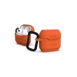 Produktbild: URBAN ARMOR GEAR Standard Issue Silikon Case für die Apple AirPods 2021 Hülle (Texturiertes antibakterielles Silikon, Abnehmbarer Karabinerhaken, Wireless-Charging kompatibel) Orange