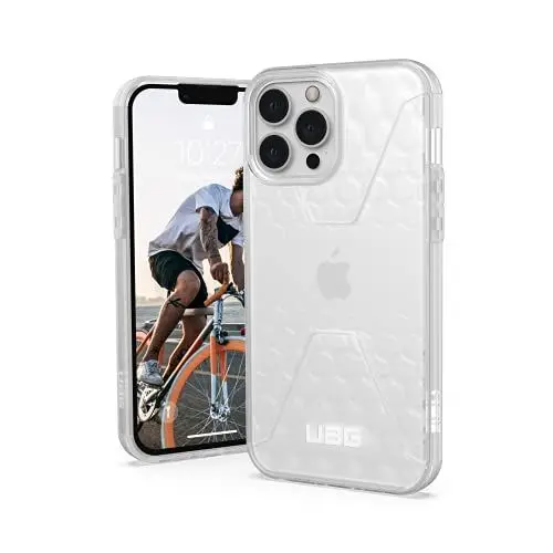 Produktbild: Urban Armor Gear Civilian Hülle kompatibel mit Apple iPhone 13 Pro Max (Wireless Charging kompatibles Cover, Sturzfeste Handyhülle, Displayschutz durch erhöhten Rand) frosted ice