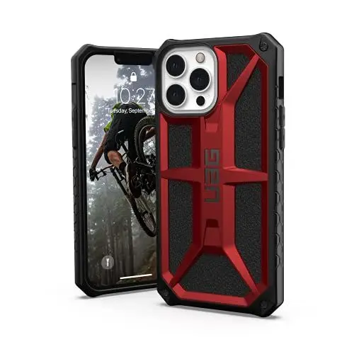 Produktbild: Urban Armor Gear Monarch Schutzhülle kompatibel mit Apple iPhone 13 Pro Max (Wireless Charging kompatibel, 5-Schichten Schutz nach Militärstandard, Erhöhter Rand) rot (crimson)