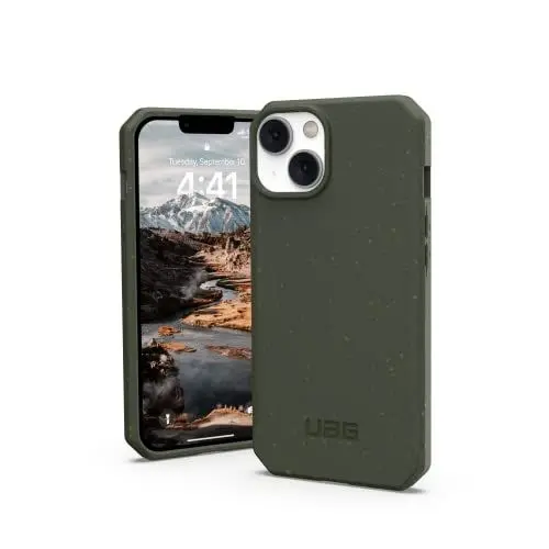 Produktbild: Urban Armor Gear Outback-Bio Hülle kompatibel mit Apple iPhone 14/13 (Biologisch abbaubare Materialien, Wireless Charging, Sturzfeste Handyhülle, Ultra Slim) Olive, 114072117272