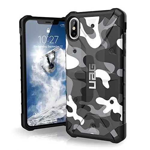 Produktbild: Urban Armor Gear Pathfinder Schutzhülle nach US-Militärstandard für Apple iPhone Xs Max (Camo weiß/schwarz)(Qi kompatibel, Verstärkte Ecken, Sturzfest, Antistatisch, Vergrößerte Tasten)- 111107114060