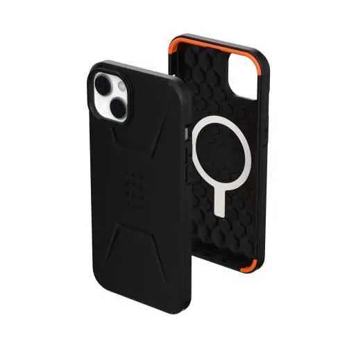 Produktbild: Urban Armor Gear UAG Civilian Hülle kompatibel mit Apple iPhone 14 Plus (Wireless Charging/Magnetische Aufladung kompatibel, Sturzfeste Handyhülle, Erhöhter Rand) schwarz