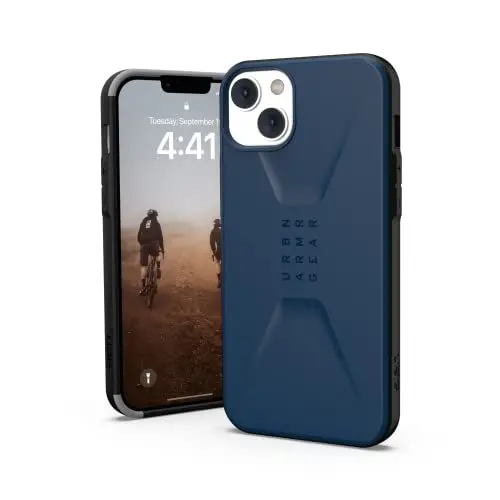 Produktbild: Urban Armor Gear UAG Civilian Hülle kompatibel mit Apple iPhone 14 Plus (Wireless Charging kompatibles Cover, Sturzfeste Handyhülle, Displayschutz durch erhöhten Rand) blau