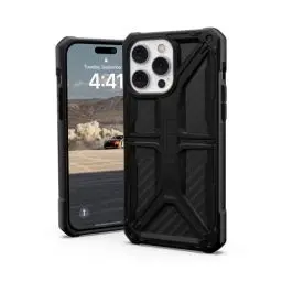 Produktbild: Urban Armor Gear UAG Monarch Schutzhülle kompatibel mit Apple iPhone 14 Pro Max (Wireless Charging kompatibel, 5-Schichten Schutz nach Militärstandard, Erhöhter Rand) schwarz/Carbon