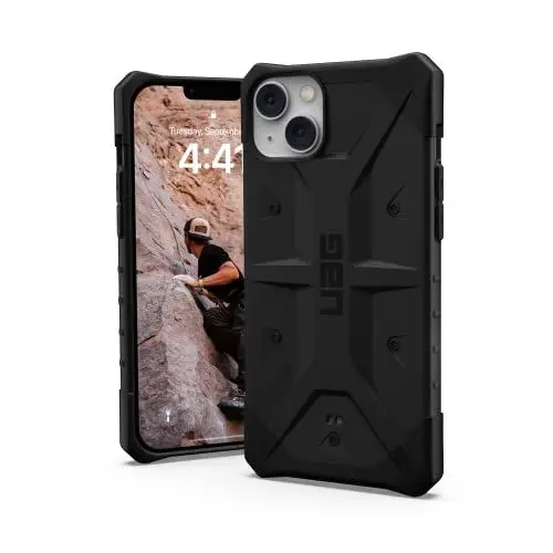 Produktbild: Urban Armor Gear UAG Pathfinder Hülle kompatibel mit Apple iPhone 14 Plus (Wireless Charging kompatibles Cover, Fallschutz nach Militärstandard, Ultra Slim Bumper) schwarz, 114061114040