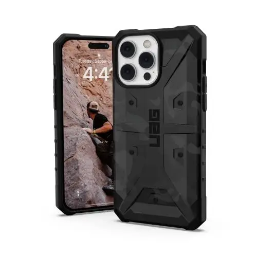 Produktbild: Urban Armor Gear UAG Pathfinder SE Hülle kompatibel mit Apple iPhone 14 Pro Max (Wireless Charging kompatibles Cover, Fallschutz nach Militärstandard, Ultra Slim Bumper) schwarz camo, 114059114061