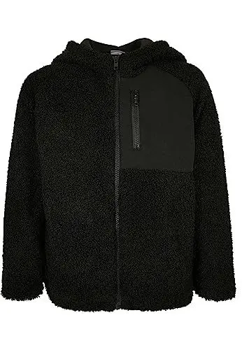 Produktbild: Urban Classics Boy's UCK3121-Boys Hooded Sherpa Zip Jacket Jacke, Black, 122/128