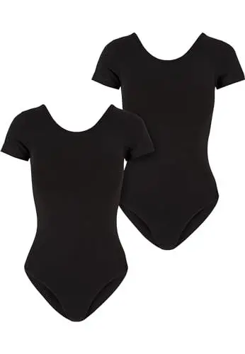Produktbild: Urban Classics Damen Body Ladies Organic Stretch Jersey Body 2-Pack, 2er Pack Body für Frauen, Bio-Baumwolle, black+black, 3XL