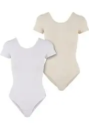 Produktbild: Urban Classics Damen Body Ladies Organic Stretch Jersey Body 2-Pack, 2er Pack Body für Frauen, Bio-Baumwolle, white+whitesand, 5XL