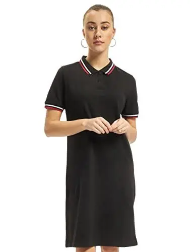 Produktbild: Urban Classics Damen Dames Polo Jurk Kleid, Schwarz (Black 00007), M EU