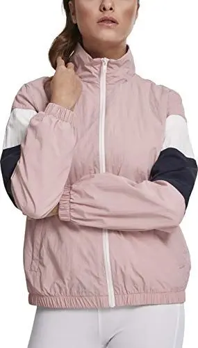 Produktbild: Urban Classics Damen Jacke Ladies 3-Tone Crinkle Track Jacket, Rosa (Darkrose/NVY/Wht 01724), Small (Herstellergröße: S)