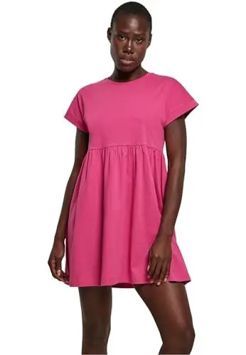 Produktbild: Urban Classics Damen Kleid Ladies Organic Empire Valance Tee Dress, Volantkleid für Frauen, Loose Fit, brightviolet, L