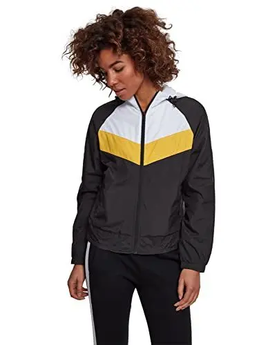 Produktbild: Urban Classics Damen Ladies 3-Tone Windbreaker Jacke, Mehrfarbig (Black/White/Chromeyellow 01302), Medium (Herstellergröße: M)