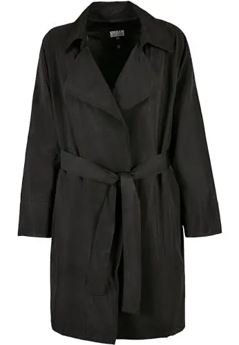 Produktbild: Urban Classics Damen Ladies Crinkle Nylon Minimal Trench Coat Mantel, Schwarz, 5XL EU
