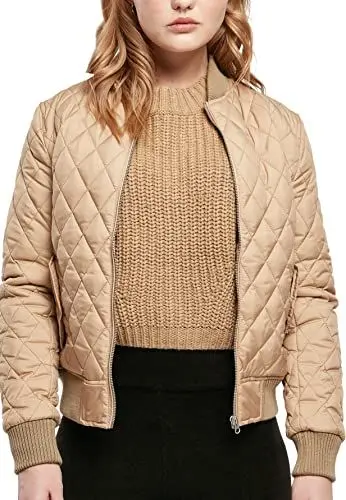 Produktbild: Urban Classics Damen Ladies Diamond Quilt Nylon Jacket Jacke, unionbeige, S