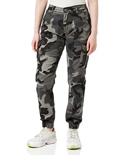 Produktbild: Urban Classics Damen Ladies High Waist Camo Cargo Pants Hose, Mehrfarbig (Dark 00784), W(Herstellergröße: 29)