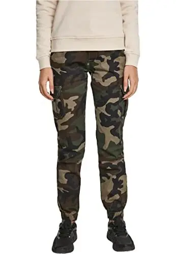 Produktbild: Urban Classics Damen Ladies High Waist Camo Cargo Pants Hose, Mehrfarbig (Woodcamo 00841), 30