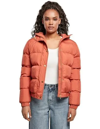 Produktbild: Urban Classics Damen Ladies Hooded Puffer Jacket Jacke, redearth, M