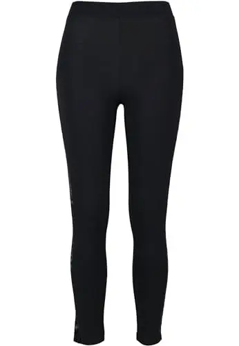 Produktbild: Urban Classics Damen Ladies Lace Striped Yoga-Hose Leggings, Schwarz (Black 00007), W(Herstellergröße: L)
