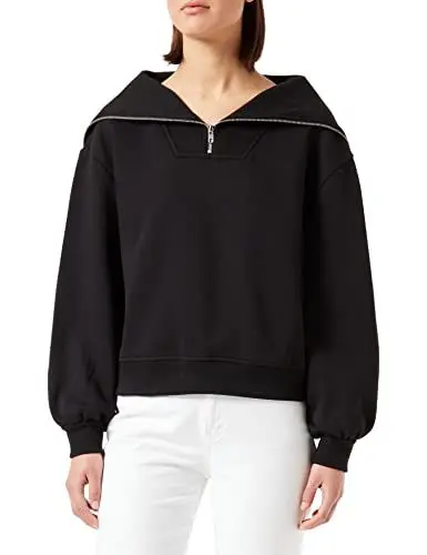 Produktbild: Urban Classics Damen Ladies Oversized High Neck Troyer Crew Sweatshirt, Black, S