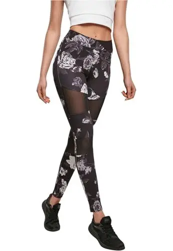 Produktbild: Urban Classics Damen Ladies Tech Mesh AOP Leggings, darkflower, L