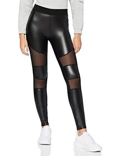Produktbild: Urban Classics Damen Ladies Tech Mesh Faux Leather Leggings, Schwarz, XL