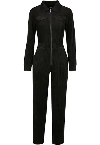 Produktbild: Urban Classics Damen Ladies Velvet Rib Boiler Suit Sweatshirt, Schwarz, M EU
