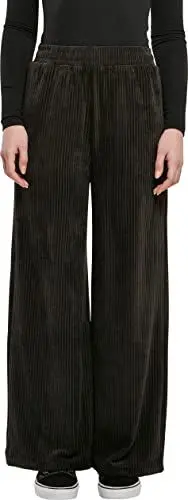 Produktbild: Urban Classics Damen Ladies Velvet Rib Straight Sweat Pants, Schwarz, S EU