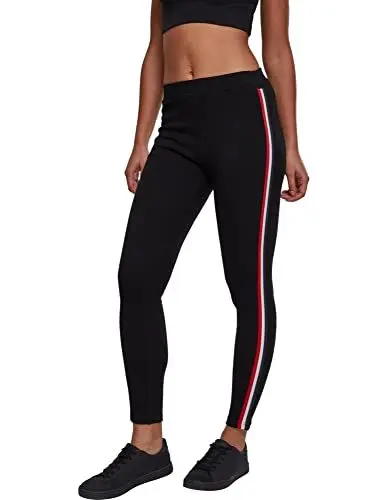 Produktbild: Urban Classics Damen Skinny Leggings Ladies 3 - Tone Tape TB1936, Gr. 36 (Herstellergröße: S), Mehrfarbig (Black/Firered/White/Navy 01320)