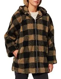 Produktbild: Urban Classics Damen TB3056-Ladies Hooded Oversized Check Sherpa Jacket Jacke, softtaupe/Black, XL