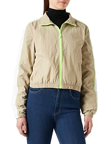 Produktbild: Urban Classics Damen TB3414-Ladies Short Piped Track Jacket Jacke, Concrete/electriclime, M